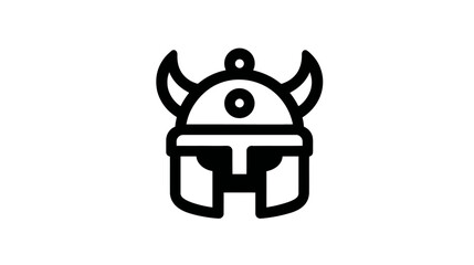 Black line art icon of a horned warrior helmet, historical Viking style symbol suitable for gaming or graphic design elements.