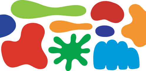 Bright and colorful abstract shapes on a white background for creative design