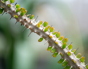 close up of cactus plant leaves macro