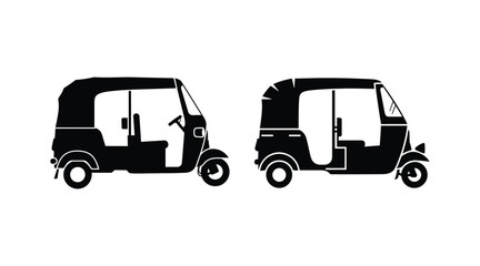 A set of auto rickshaw  silhouette vector art illustration