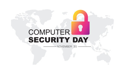 Computer Security Day. November 30., vector, icon.