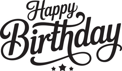 Happy Birthday Script Text | Celebration Typography for Greeting Cards, Invitations, and Party