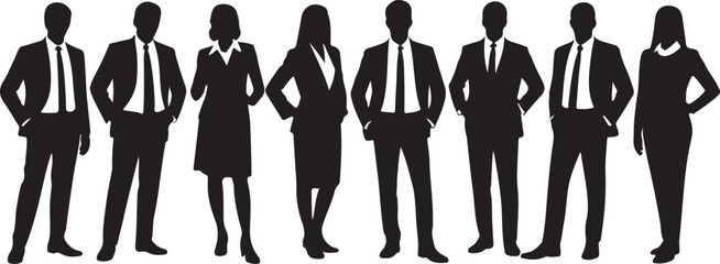 Silhouette Business Team Standing | Professional Black Figures for Corporate Identity