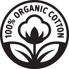 100% Organic Cotton Logo | Eco-Friendly Product Label for Sustainable Textile and Apparel Marketing
