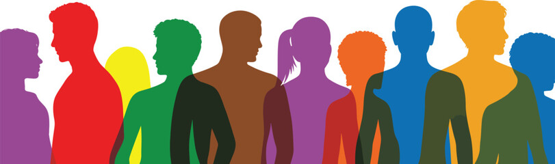 Diversity Silhouettes | Colorful Crowd of People for Inclusion and Teamwork Concepts