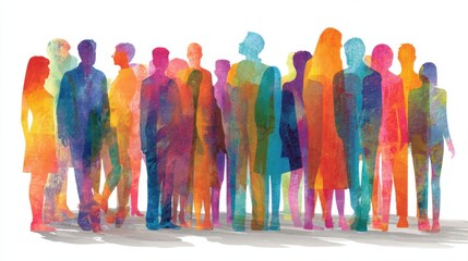 A group of people are standing in a line, with some of them wearing ties. The people are of different ages and genders, and they are all standing close together. Concept of unity and togetherness