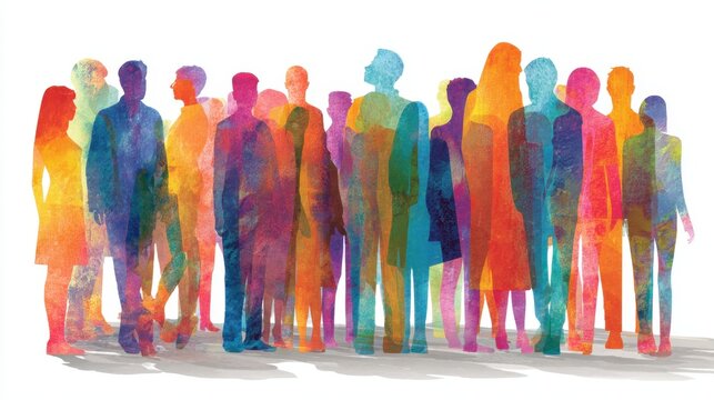 A group of people are standing in a line, with some of them wearing ties. The people are of different ages and genders, and they are all standing close together. Concept of unity and togetherness