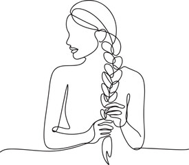 Minimalist Continuous Line Art Woman Braiding Hair © rs_studios