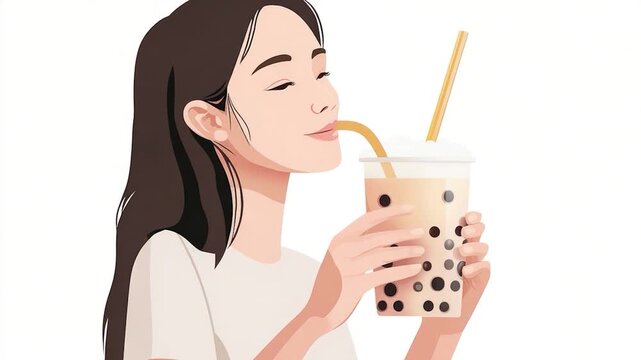 A person enjoying a cup of bubble tea