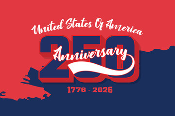 United States of America 250 Map Tribute Banner.Bold Silhouette Patriotic Celebration Background