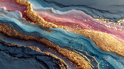 Abstract gold glitter texture background luxury design wallpaper modern art decorative element pink and blue tones