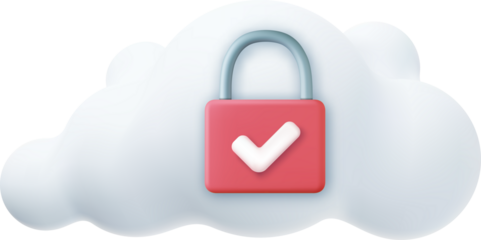 White fluffy cloud and locked padlock