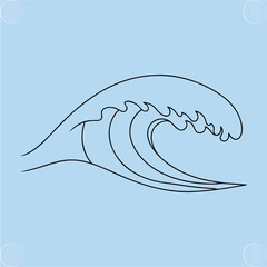 Simple Ocean Wave Line Art