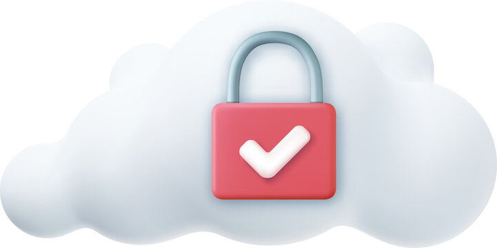 White fluffy cloud and locked padlock