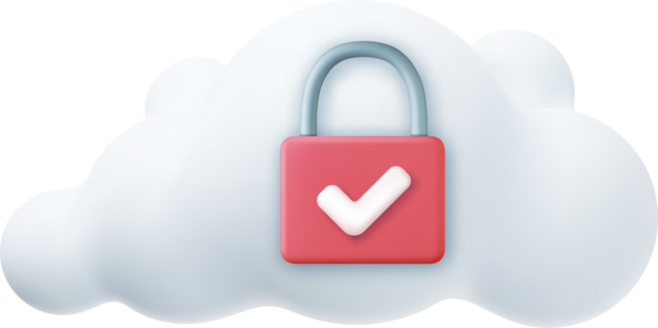 White fluffy cloud and locked padlock