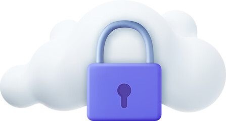 White fluffy cloud and locked padlock