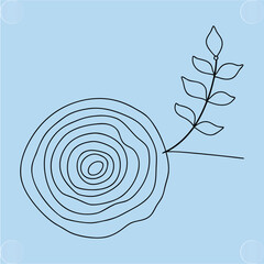 Minimalist Wood Slice Illustration with Natural Tree Rings