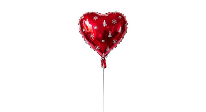 isolated christmas heart balloon png on transparent background, holiday decoration asset