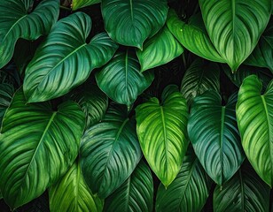 Lush Green Tropical Leaves Background