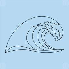 Stylized Ocean Wave with Minimal Marine Graphic Design