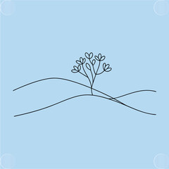 Abstract Minimalist Plant Design, Nature Inspired Floral Illustration