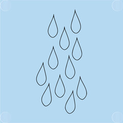 Clean Minimal Blue Water Drop and Falling Rain Outline