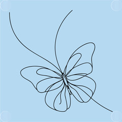 Elegant Continuous Butterfly Lineart Drawing on Light Blue