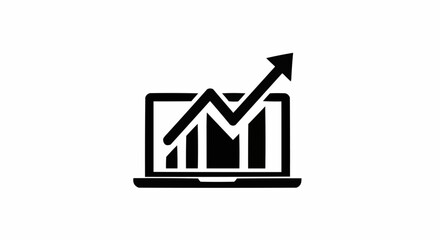 Laptop Displaying Upward Trending Graph and Bar Chart.