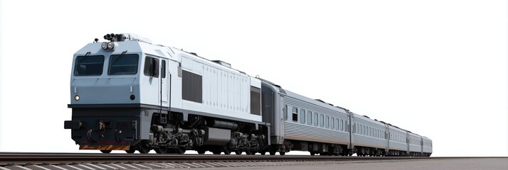 Obraz premium Modern passenger train on tracks with clear sky background