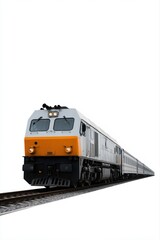 Obraz premium Modern train on railway track against clear sky