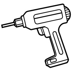 Contour adhesive gun with a simple design on a white background for construction projects