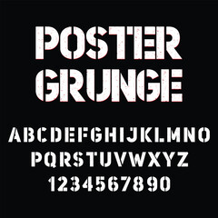 "Poster Grunge is a bold stencil grunge vector font with rugged textures and distressed edges, perfect for posters, street art, branding, album covers, and edgy creative projects."