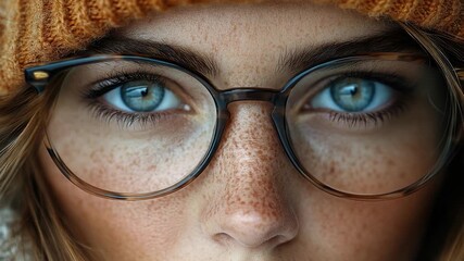 Close-up of a person wearing glasses and a hat, suitable for use in portraits or editorial content