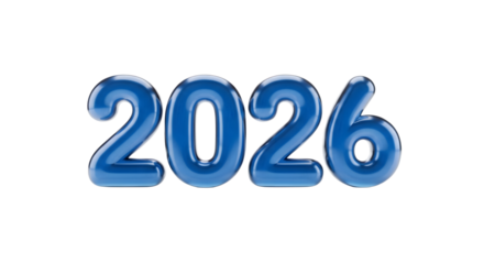 Blue 3d numbers representing the year 2026 on a black background