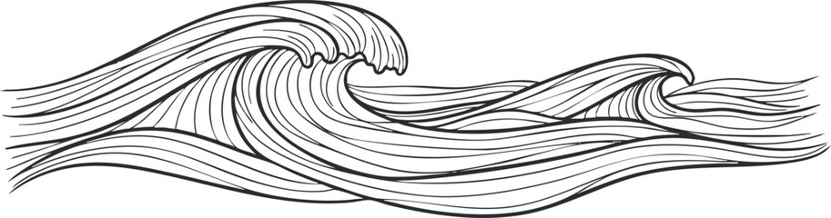Stylized line art illustration of ocean waves in a minimalist design for creative projects and branding