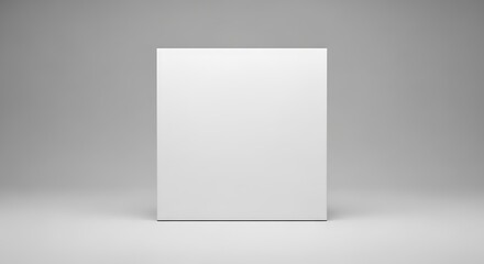 Fototapeta premium A simple, blank white rectangular box standing upright on a light grey background, ready for product branding or packaging design