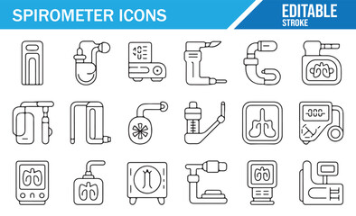 Editable spirometry device outline icons for respiratory testing