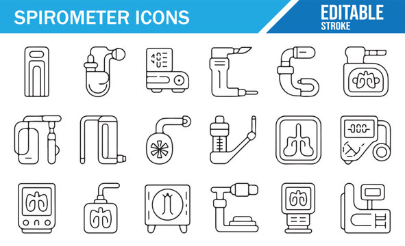 Editable spirometry device outline icons for respiratory testing