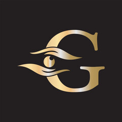 Initial Letter G Charity Logo Combine with Hand and Eye Symbol