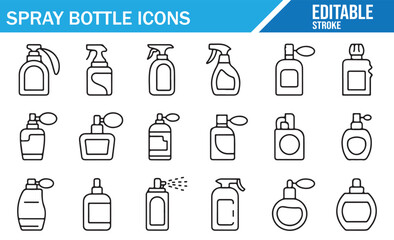 Minimal line icons of spray and pump containers