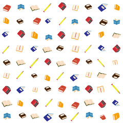 Seamless School Books & Pencil Pattern Background