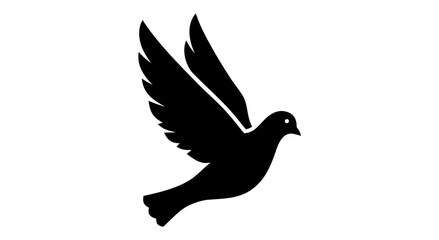 Obraz premium Flying dove of peace vector illustration silhouette on white background with wing and feather