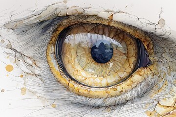 A yellow macro eye with gray features