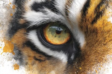 Watercolor tiger eye in macro