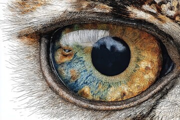 Macro drawing of an owl's eye