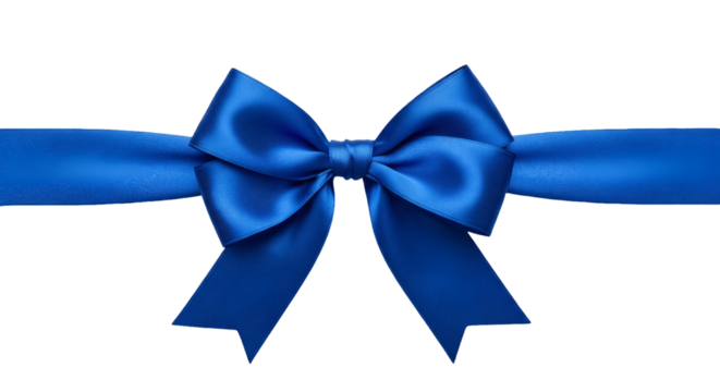 Blue Ribbon Bow: Elegant Silk Gift Wrap Detail - Powered by Adobe