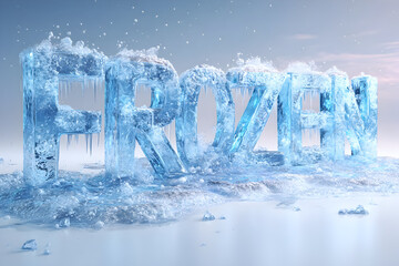 Frozen winter sale theme with massive ice block letters for promotional design