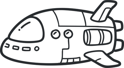 Outline vector illustration of a cartoon airplane design, ideal for travel-related projects and educational materials