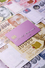 A credit card for contactless cashless payments via a terminal or online. A credit card