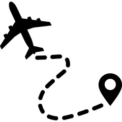 Plan your dream escape with a modern airplane icon heading to destination point